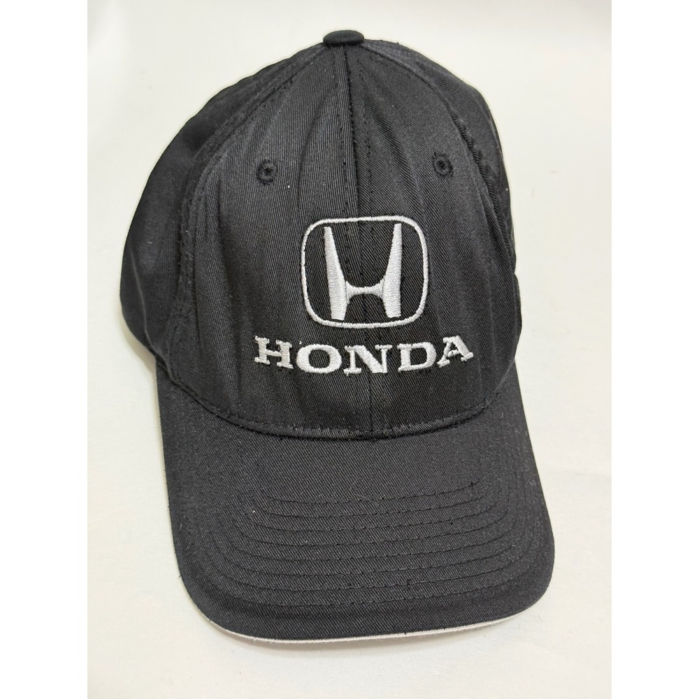 Honda Flexfit Baseball Cap Yupoong Black Silver Embroidered Hat L-XL 5145